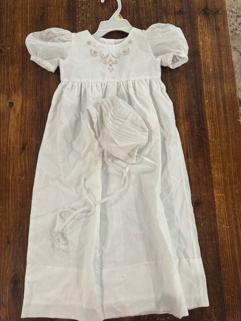 Classic White Baby Girls' Formal Dress with Bonnet